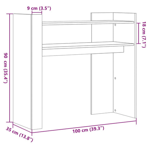 vidaXL Console Table Smoked Oak 100x35x90 cm Engineered Wood