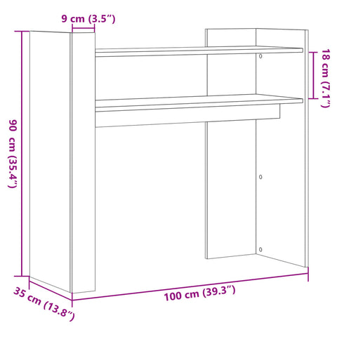 vidaXL Console Table Grey Sonoma 100x35x90 cm Engineered Wood