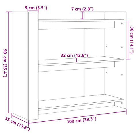 vidaXL Console Table Smoked Oak 100x35x90 cm Engineered Wood