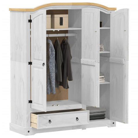vidaXL Wardrobe Corona White 151.5x52x186 cm Solid Wood Pine