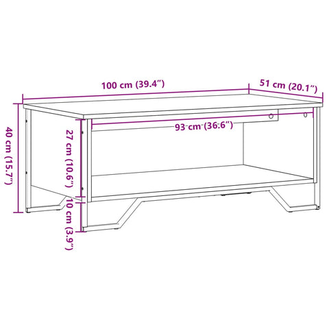 vidaXL Coffee Table Smoked Oak 100x51x40 cm Engineered Wood