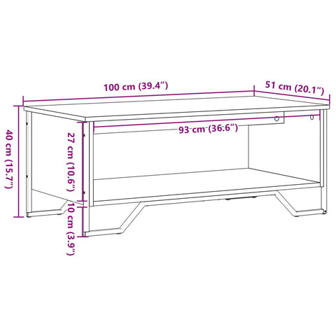 vidaXL Coffee Table Grey Sonoma 100x51x40 cm Engineered Wood