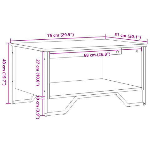 vidaXL Coffee Table Grey Sonoma 75x51x40 cm Engineered Wood