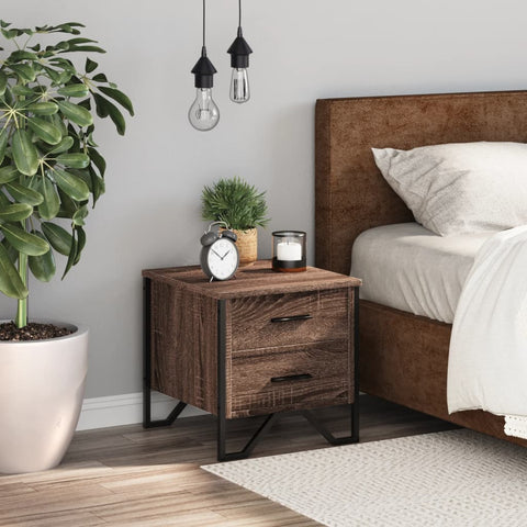 vidaXL Bedside Cabinet Brown Oak 40x41x40 cm Engineered Wood