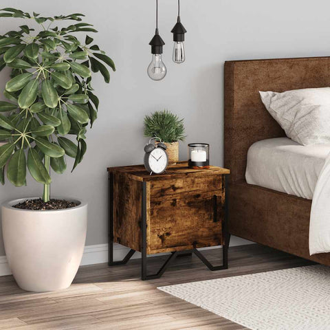 vidaXL Bedside Cabinet Smoked Oak 40x30x40 cm Engineered Wood