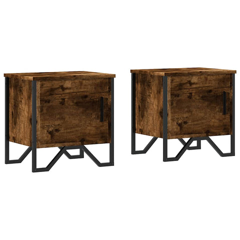 vidaXL Bedside Cabinets 2 pcs Smoked Oak 40x30x40 cm Engineered Wood