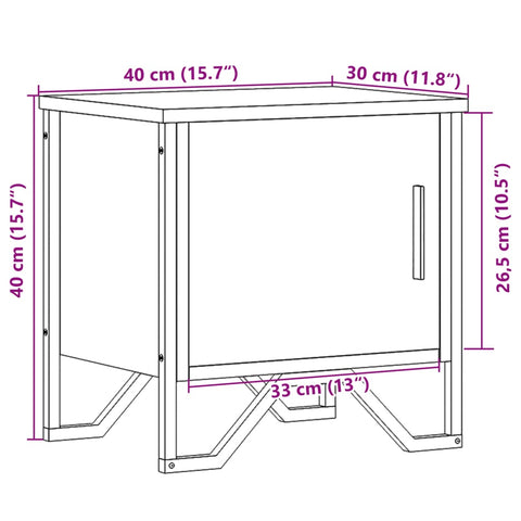 vidaXL Bedside Cabinet Grey Sonoma 40x30x40 cm Engineered Wood