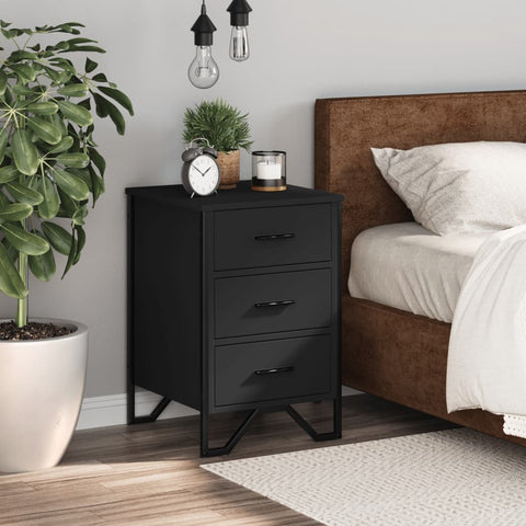 vidaXL Bedside Cabinet Black 40x41x60 cm Engineered Wood