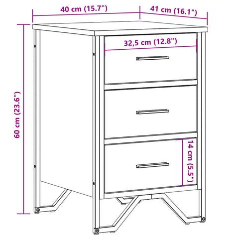 vidaXL Bedside Cabinet Black 40x41x60 cm Engineered Wood
