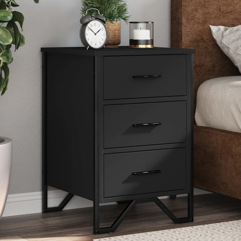 vidaXL Bedside Cabinet Black 40x41x60 cm Engineered Wood