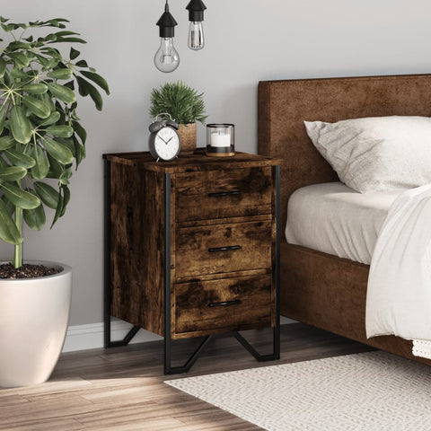 vidaXL Bedside Cabinet Smoked Oak 40x41x60 cm Engineered Wood