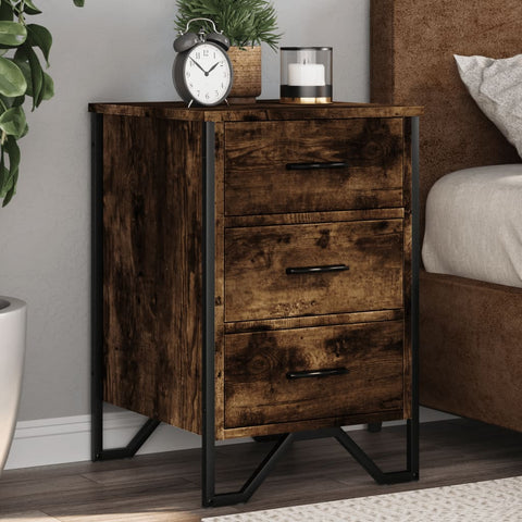 vidaXL Bedside Cabinet Smoked Oak 40x41x60 cm Engineered Wood