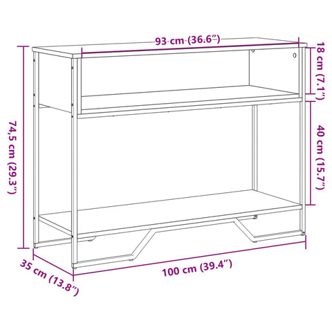 vidaXL Console Table Sonoma Oak 100x35x74.5 cm Engineered Wood