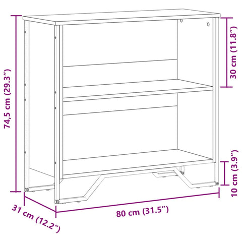 vidaXL Bookcase Smoked Oak 80x31x74.5 cm Engineered Wood