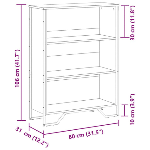 vidaXL Bookcase Smoked Oak 80x31x106 cm Engineered Wood