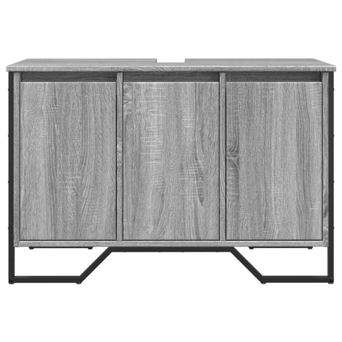 vidaXL Bathroom Sink Cabinet Grey Sonoma 91x35x60 cm Engineered Wood