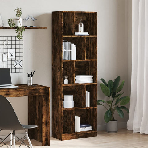 vidaXL Bookcase Smoked Oak 57x28.5x174 cm Engineered Wood