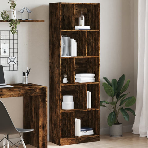 vidaXL Bookcase Smoked Oak 57x28.5x174 cm Engineered Wood