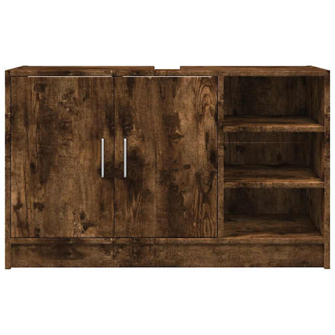 vidaXL Sink Cabinet Smoked Oak 90x29x55 cm Engineered Wood