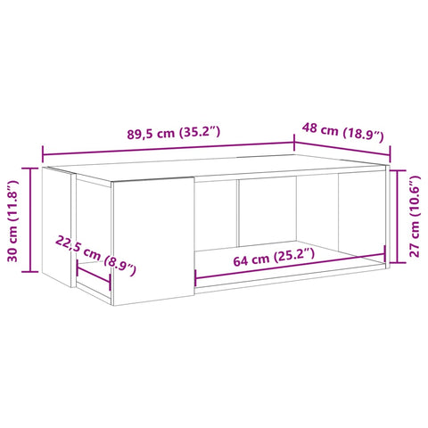 vidaXL Coffee Table Smoked Oak 89.5x48x30 cm Engineered Wood