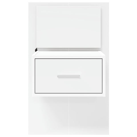 vidaXL Wall-mounted Bedside Cabinet with LED Lights White
