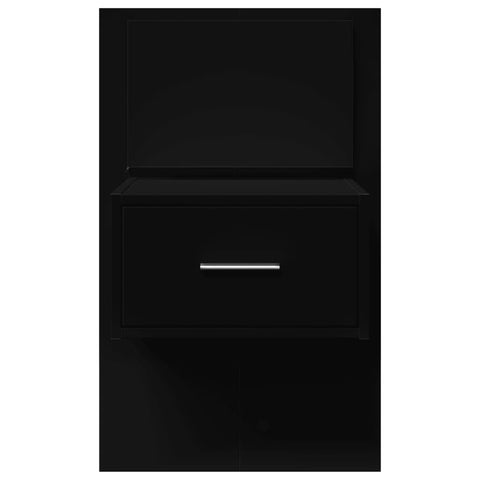 vidaXL Wall-mounted Bedside Cabinet with LED Lights Black