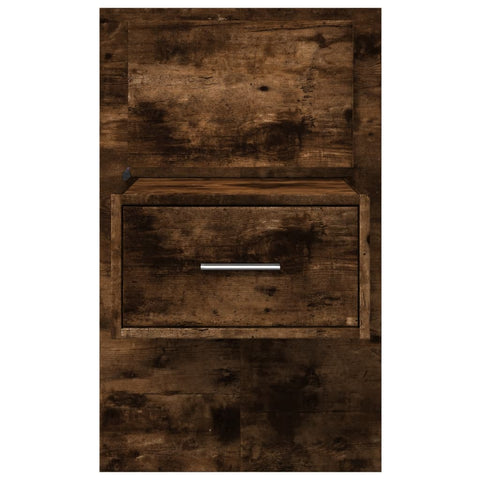 vidaXL Wall-mounted Bedside Cabinet with LED Lights Smoked Oak