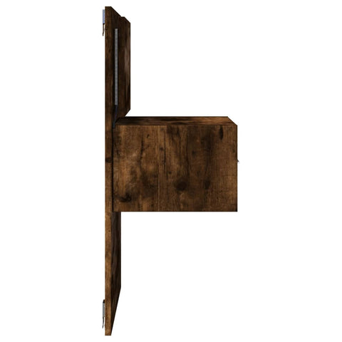 vidaXL Wall-mounted Bedside Cabinet with LED Lights Smoked Oak