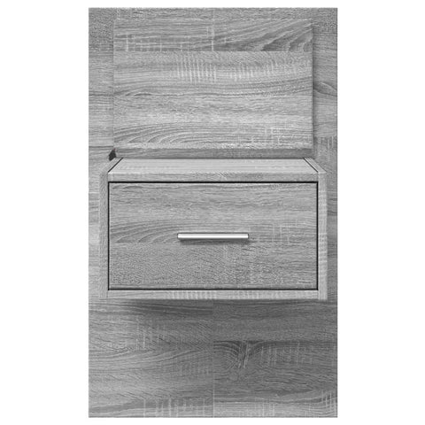 vidaXL Wall-mounted Bedside Cabinet with LED Lights Grey Sonoma