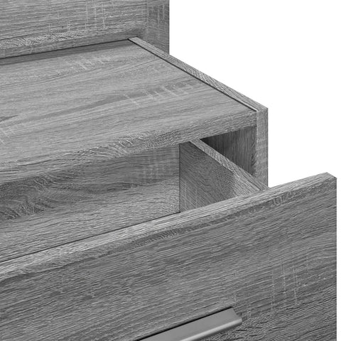 vidaXL Wall-mounted Bedside Cabinet with LED Lights Grey Sonoma