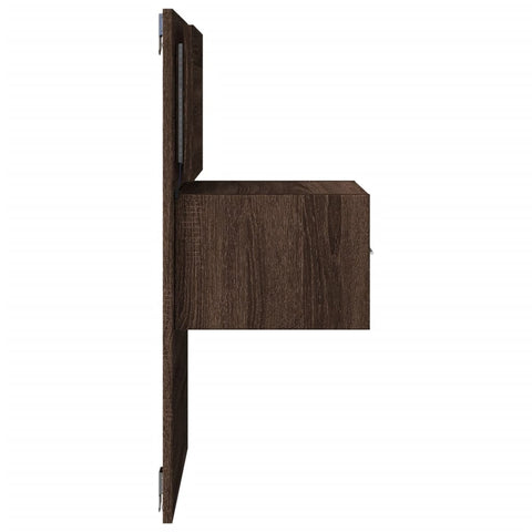 vidaXL Wall-mounted Bedside Cabinet with LED Lights Brown Oak