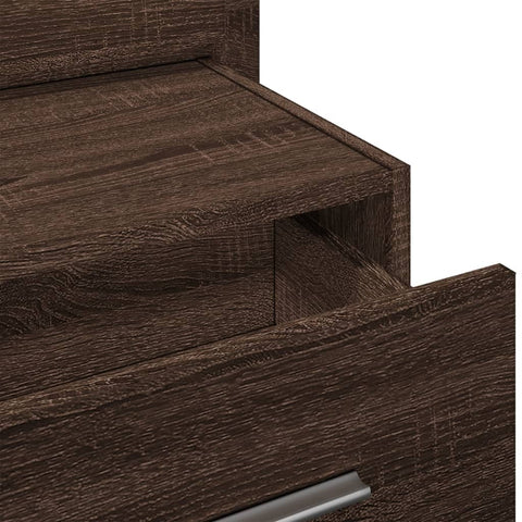 vidaXL Wall-mounted Bedside Cabinet with LED Lights Brown Oak