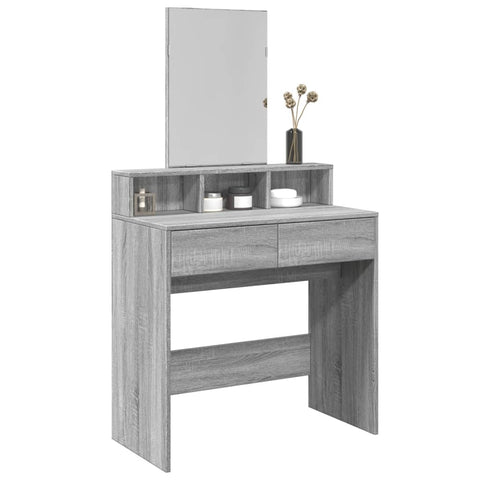 vidaXL Dressing Table with Mirror Grey Sonoma 80x41x144.5 cm