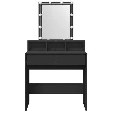vidaXL Dressing Table with LED Black 80x41x144.5 cm