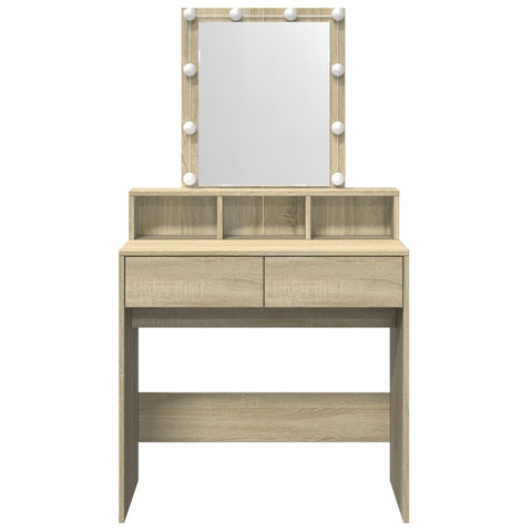 vidaXL Dressing Table with LED Sonoma Oak 80x41x144.5 cm
