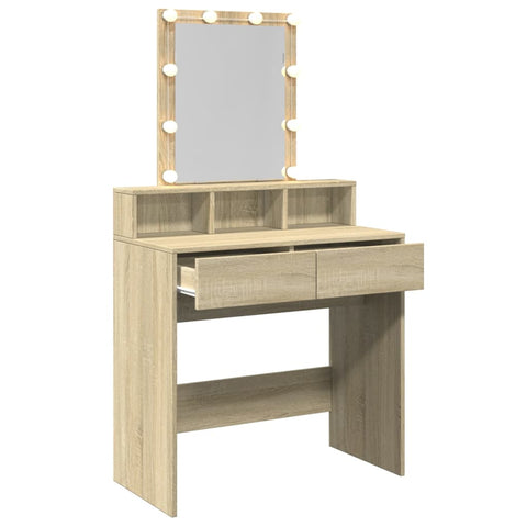 vidaXL Dressing Table with LED Sonoma Oak 80x41x144.5 cm