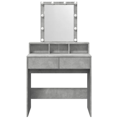 vidaXL Dressing Table with LED Concrete Grey 80x41x144.5 cm