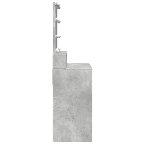 vidaXL Dressing Table with LED Concrete Grey 80x41x144.5 cm
