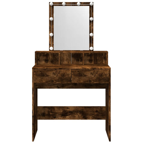 vidaXL Dressing Table with LED Smoked Oak 80x41x144.5 cm