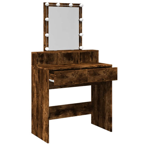 vidaXL Dressing Table with LED Smoked Oak 80x41x144.5 cm