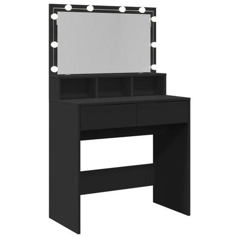 vidaXL Dressing Table with LED Black 80x41x134.5 cm