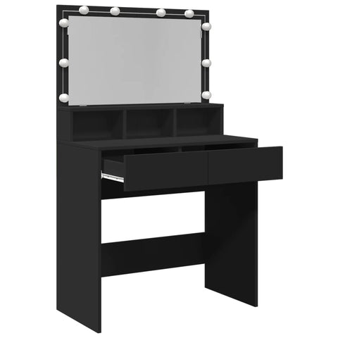 vidaXL Dressing Table with LED Black 80x41x134.5 cm