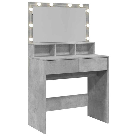 vidaXL Dressing Table with LED Concrete Grey 80x41x134.5 cm