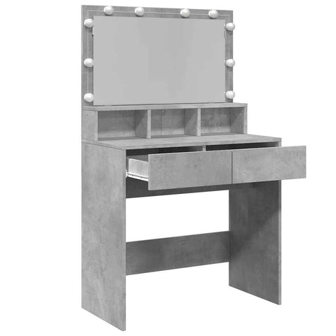 vidaXL Dressing Table with LED Concrete Grey 80x41x134.5 cm