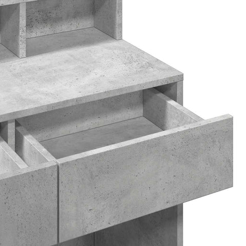 vidaXL Dressing Table with LED Concrete Grey 80x41x134.5 cm