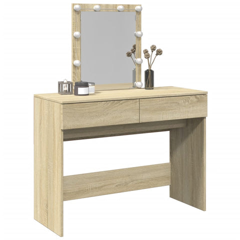 vidaXL Dressing Table with LED Sonoma Oak 100x40x130 cm