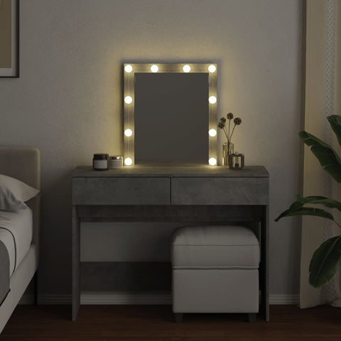 vidaXL Dressing Table with LED Concrete Grey 100x40x130 cm