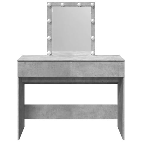 vidaXL Dressing Table with LED Concrete Grey 100x40x130 cm