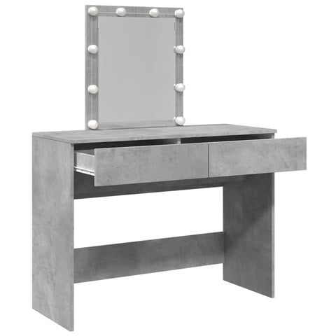 vidaXL Dressing Table with LED Concrete Grey 100x40x130 cm