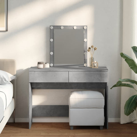 vidaXL Dressing Table with LED Concrete Grey 100x40x130 cm